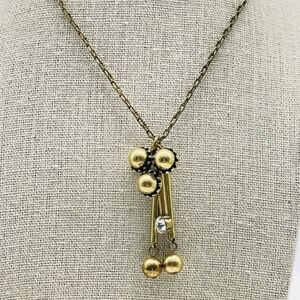 ANN TAYLOR Cloverleaf Bar Drop Necklace Gold Tone